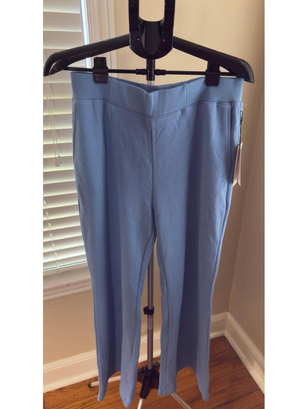 NWT Nation Los Angeles Blue Rib Knit Lounge Pants Wide Leg L